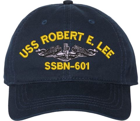 USS Robert E Lee SSBN-601 with Dolphins Unstructured Dad Cap