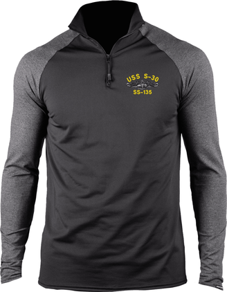 USS S-30 SS-135 with Dolphins Embroidered ProWikMax 2-Tone 1/4 Zip Knit Long Sleeve Shirt