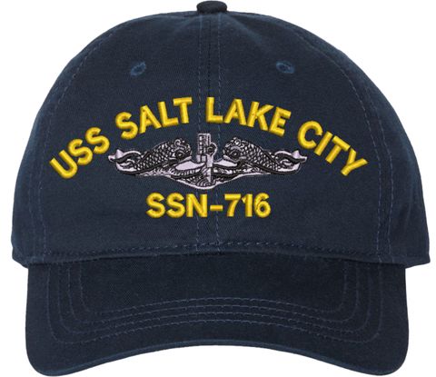 USS Salt Lake City SSN-716 with Dolphins Unstructured Dad Cap
