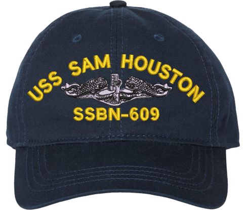 USS Sam Houston SSBN-609 with Dolphins Unstructured Dad Cap
