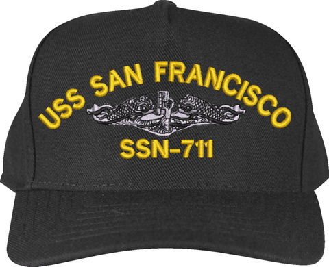 USS San Francisco SSN-711 with Dolphins Custom Embroidered Cap