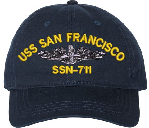USS San Francisco SSN-711 with Dolphins Unstructured Dad Cap