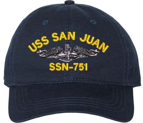 USS San Juan SSN-751 with Dolphins Unstructured Dad Cap
