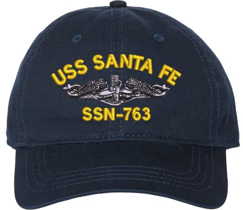 USS Santa Fe SSN-763 with Dolphins Unstructured Dad Cap