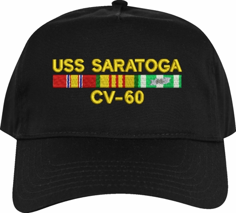 USS Saratoga CV-60 with Vietnam Service Ribbons Embroidered Cap