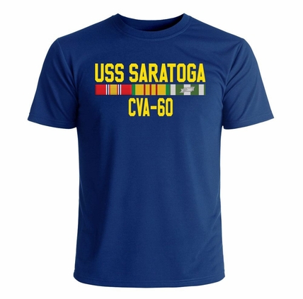 USS Saratoga CVA-60 With Vietnam Service Ribbons Printed T-Shirt