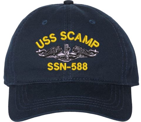 USS Scamp SSN-588 with Dolphins Unstructured Dad Cap