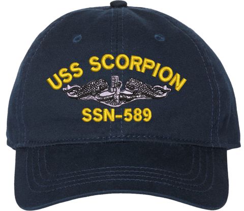 USS Scorpion SSN-589 with Dolphins Unstructured Dad Cap