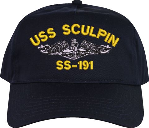 USS Sculpin SS-191 with Dolphins Custom Embroidered Cap