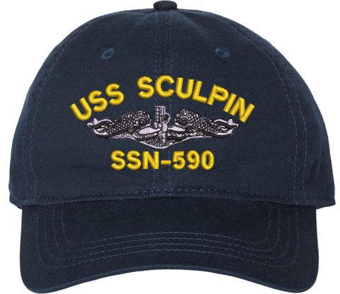 USS Sculpin SSN-590 with Dolphins Unstructured Dad Cap