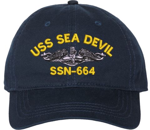 USS Sea Devil SSN-664 with Dolphins Unstructured Dad Cap