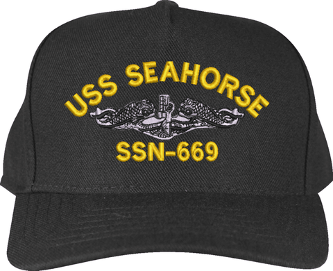 USS Seahorse SSN-669 with Dolphins Custom Embroidered Cap