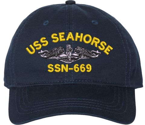 USS Seahorse SSN-669 with Dolphins Unstructured Dad Cap