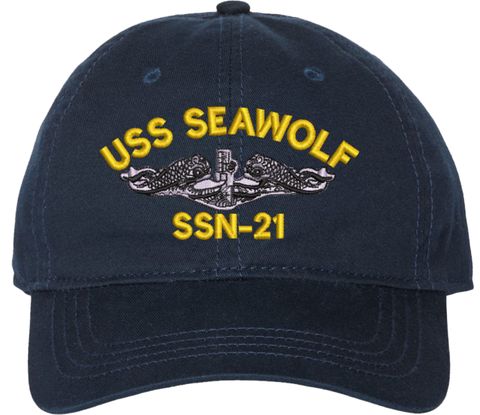 USS Seawolf SSN-21 with Dolphins Unstructured Dad Cap
