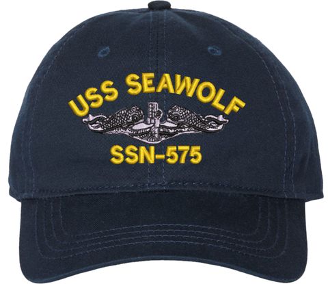 USS Seawolf SSN-575 with Dolphins Unstructured Dad Cap