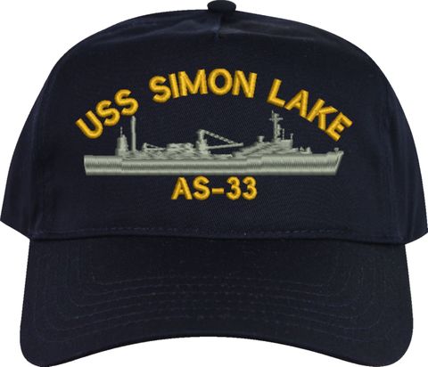 USS Simon Lake AS-33 Navy Blue High-Profile Cap (Made in the USA)