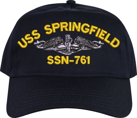 USS Springfield SSN-761 with Dolphins Embroidered Cap