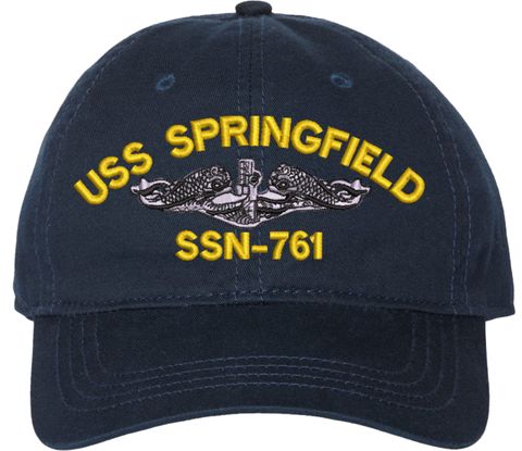 USS Springfield SSN-761 with Dolphins Unstructured Dad Cap