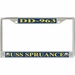 USS Spruance DD-963 License Plate Frame