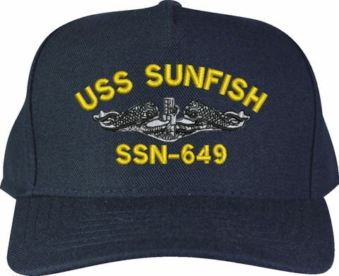 USS Sunfish SSN-649 Silver Dolphins Custom Embroidered Cap