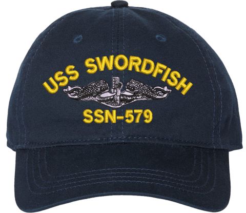 USS Swordfish SSN-579 with Dolphins Unstructured Dad Cap