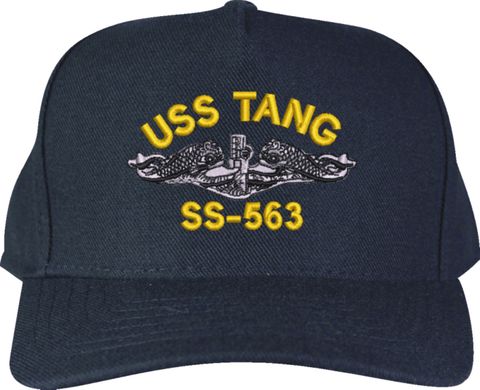 USS Tang SS-563 w/ Silver Dolphins Navy Blue High-Profile Cap (Made In the USA)