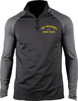 USS Tecumseh SSBN-628 (G) with Dolphins Embroidered ProWikMax 2-Tone 1/4 Zip Knit Long Sleeve Shirt