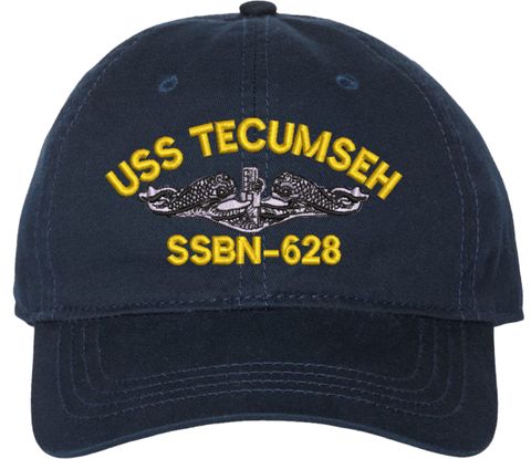 USS Tecumseh SSBN-628 with Dolphins Unstructured Dad Cap