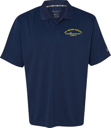 USS Theodore Roosevelt CVN-71 Navy Blue Moisture Wicking Polo 2X-Large