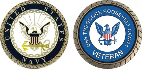 USS Theodore Roosevelt CVN-71 Veteran Challenge Coin