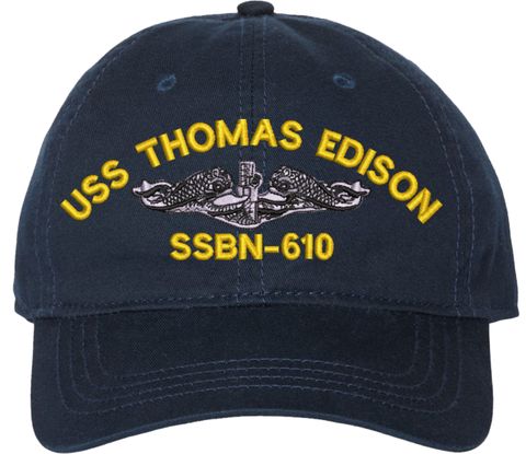 USS Thomas A Edison SSBN-610 with Dolphins Unstructured Dad Cap