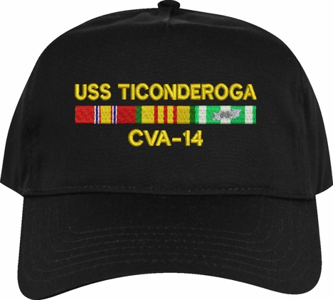USS Ticonderoga CVA-14 with Vietnam Service Ribbons Embroidered Cap