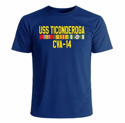 USS Ticonderoga CVA-14 With Vietnam Service Ribbons Printed T-Shirt