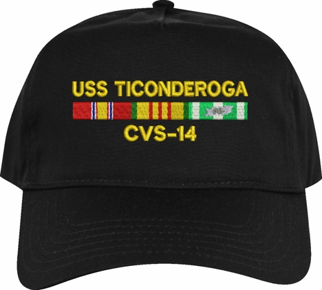 USS Ticonderoga CVS-14 with Vietnam Service Ribbons Embroidered Cap