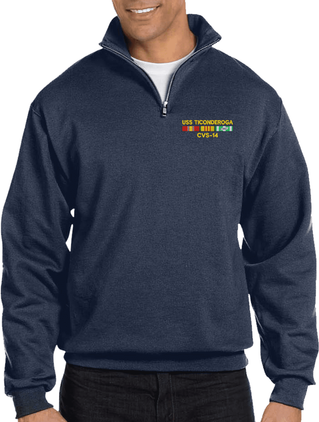 USS Ticonderoga CVS-14 with Vietnam Service Ribbons Quarter-Zip Pullover