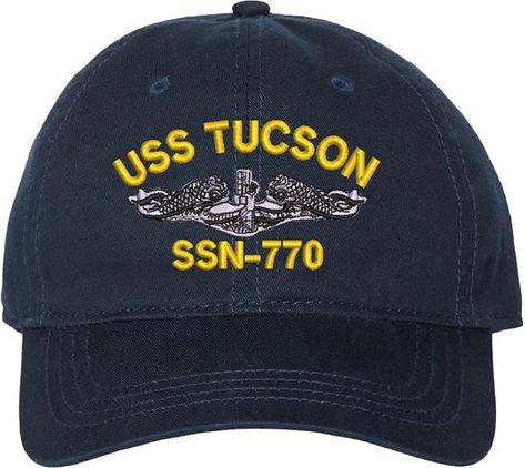 USS Tucson SSN-770 w/ Silver Dolphins Navy Blue Dad Cap