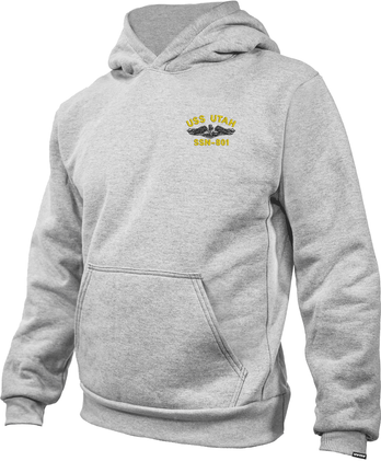 USS Utah SSN-801 with Dolphins Embroidered Heavyweight Fleece Hoodie