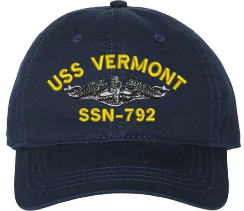 USS Vermont SSN-792 with Dolphins Unstructured Dad Cap