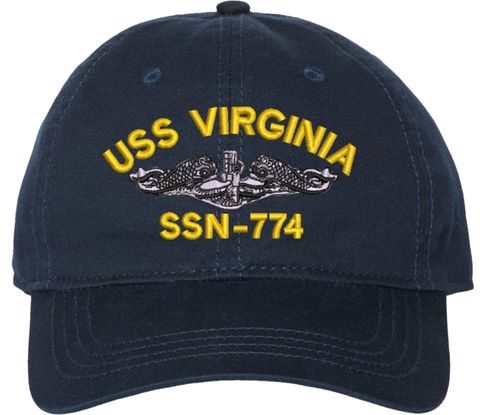 USS Virginia SSN-774 with Dolphins Unstructured Dad Cap