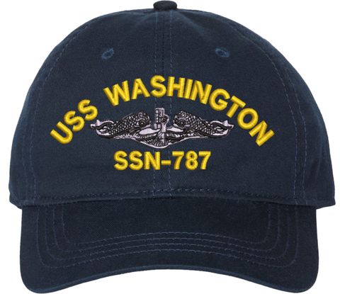 USS Washington SSN-787 with Dolphins Unstructured Dad Cap