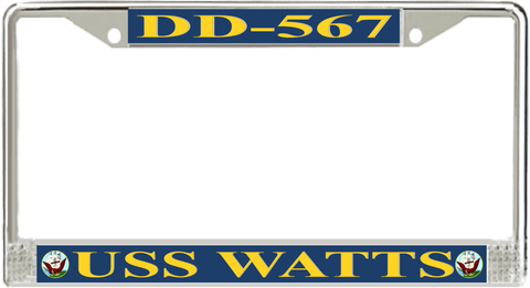 USS Watts DD-567 License Plate Frame