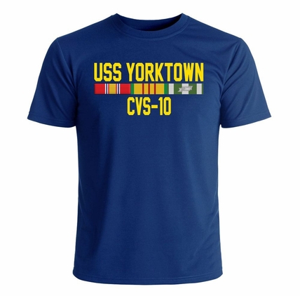USS Yorktown CVS-10 With Vietnam Service Ribbons Printed T-Shirt
