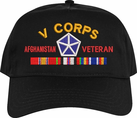 V Corps Afghanistan Veteran Embroidered Cap with Ribbons