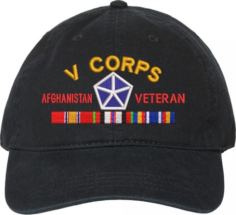 V Corps Afghanistan Veteran with Ribbons Unstructured Dad Cap