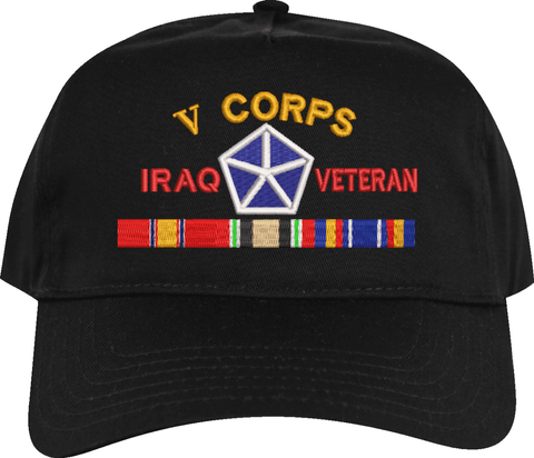 V Corps Iraq Veteran Embroidered Cap with Ribbons