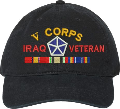 V Corps Iraq Veteran with Ribbons Unstructured Dad Cap