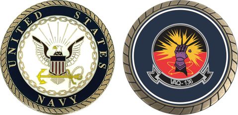 U.S. Navy VAQ-136 'The Gauntlets' Patch Challenge Coin