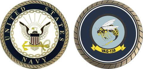 U.S. Navy VAQ-138 'Yellow Jackets' Patch Challenge Coin