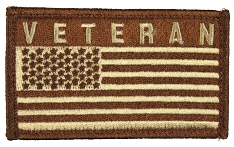 Veteran American Flag 2 x 3 Inch Coyote Brown Hook and Loop Patch
