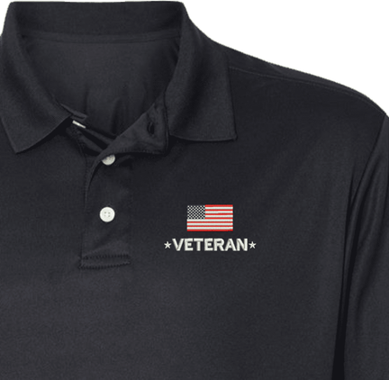 Veteran with Flag Moisture Wicking Polo